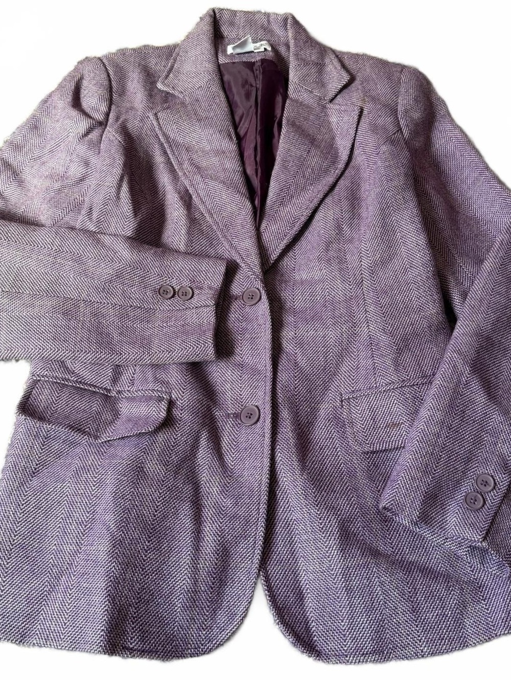 Vintage JG Hook Wool Blazer Purple Herringbone Womens Size 4